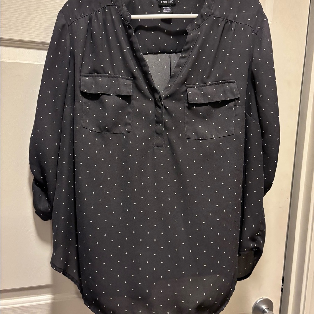 Torrid Gray Polka Dot Women's Top